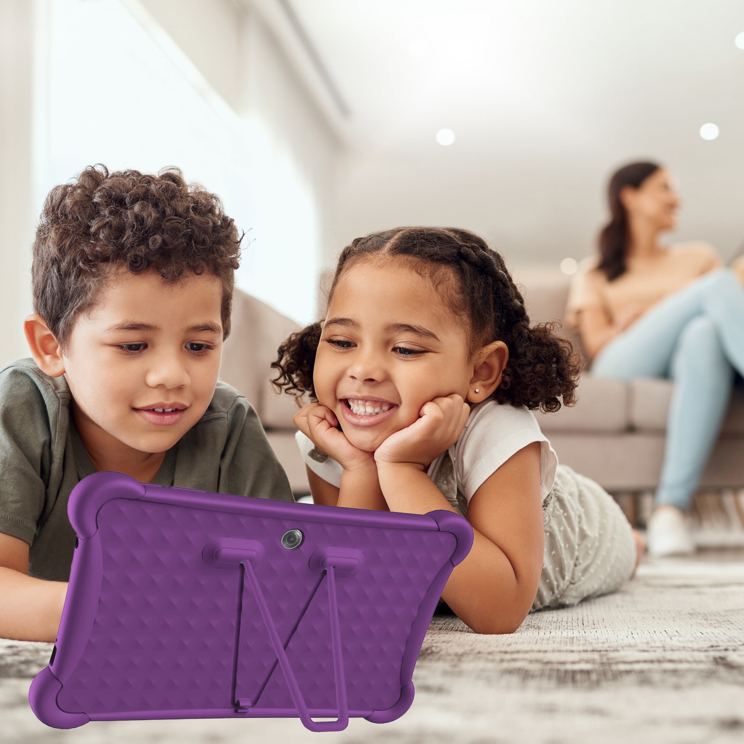 ME K10 Google Kids Space 10" 64GB Quad-Core Kids Tablet, Bumper Case Kickstand, Purple