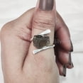 thumbnail image 3 of Natural Smoky Quartz Ring, Rough Quartz Gemstone Ring, Birthstone, Cross Band Ring, 925 Sterling Silver, Womens Ring, Christmas, Thanksgiving, Handmade, Statement Jewelry, Rough Gemstone Jewelry, 3 of 5