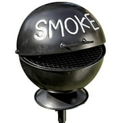 WHW Whole House Worlds Smoke Ashtray Garden Stake, Lidded Dome with Pedestal Base, BBQ Grill Party Style, Black Lacquered Iron,5 Diameter x 44 1/2 H inches