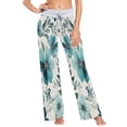 thumbnail image 2 of Women's Long Sleep Pants Home Pants Sleep Pants Wide-Leg Pants Design Elastic Fabric Casual Pants M Cartoon Turquoise Flowers, 2 of 7