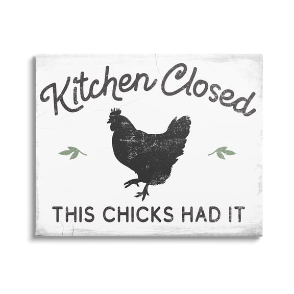 Stupell Industries Kitchen Closed Funny Hardworking Farm Chicken Bird Phrase,30 x 24, Design by Daphne Polselli