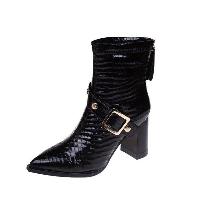 Zapatos Botines de mujer Botas de mujer de tacón medio botines de punta redonda para mujer zapatos de tobillo de tacón para mujer botas sexis para mujer tacones para mujer (Black 6.50)