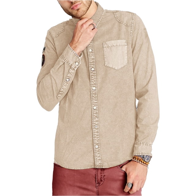 Buffalo David Bitton Silvur-X - Camisa con botones para hombre, color beige, XX-Large