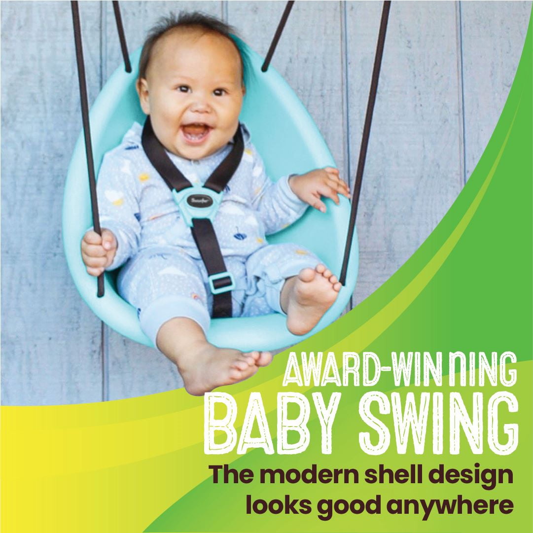 Swurfer Kiwi Baby - Toddler Swing with Foam-Lined Shell, Indoor and Outdoor Toy, Ages 6 Months+, Blue