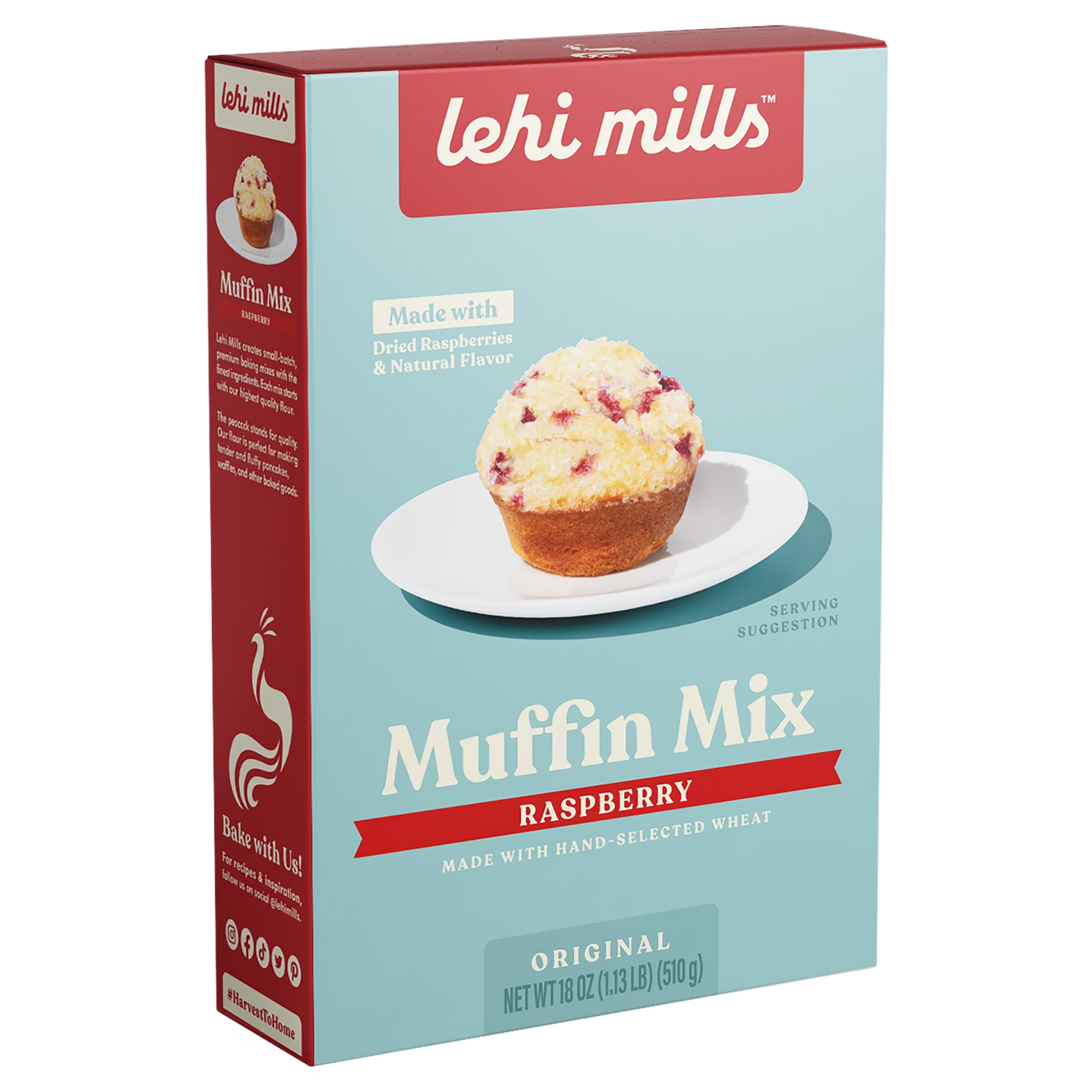 Lehi Roller Mills Raspberry Muffin Mix 18 OZ Box