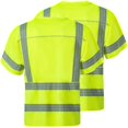 thumbnail image 3 of ProtectX Class 3 High Visibility Shirts for Men Reflective Safety Hi Vis T Shirt Short Sleeve Construction Work Shirt Green Large, 3 of 7