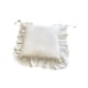 thumbnail image 5 of Cojín de silla cuadrado con volantes y lazos, suave y cómodo, elegante cojín de silla, Blanco crema, 5 of 9