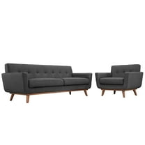 Modern Contemporary Living Room Armchair and Sofa Set of Two Gray