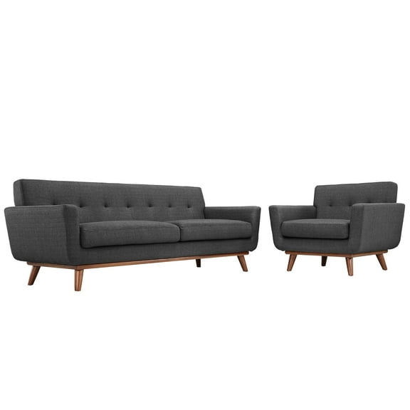 Modern Contemporary Living Room Armchair and Sofa Set of Two Gray