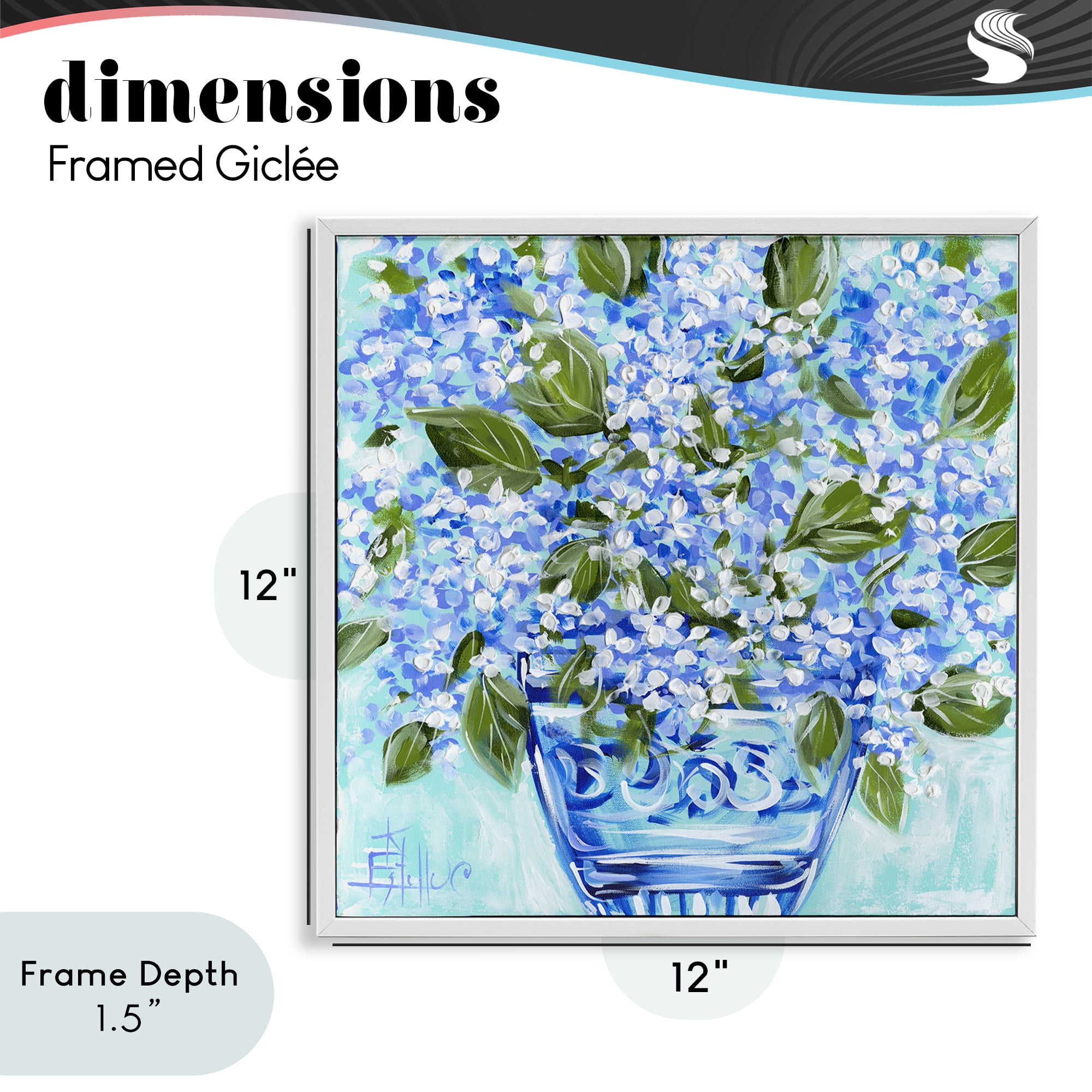 Stupell Industries Cool Bouquets in Blue Vase White Framed Giclee Art, design by Estelle Grengs