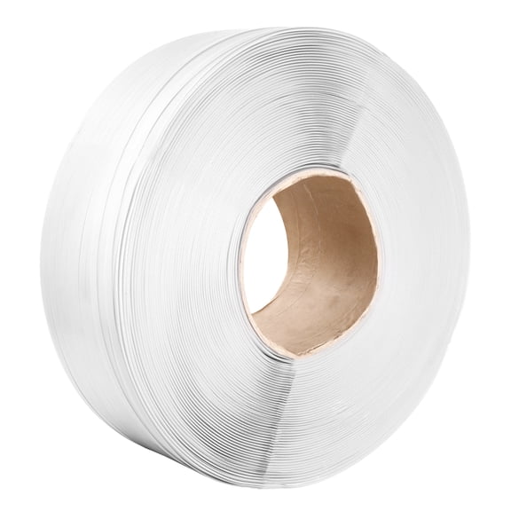 KFFKFF Polypropylene Strapping Roll, 9900' L x 1/2" W x 0.03" Thick, 243 lbs Tensile Strength, Durable Pallet Banding Coil, Easy-to-Use Strong Packaging Straps, White