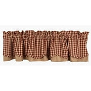 Heritage House Check Fairfield Barn Red and Nutmeg 72" x 15.5" Lined Cotton Valance by Raghu