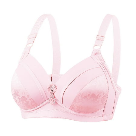 DeHolifer Women s Bras 3pc No Steel Ring Lactation Snow Pendant Vest Bra Backless Seamless Underwear Pink 42