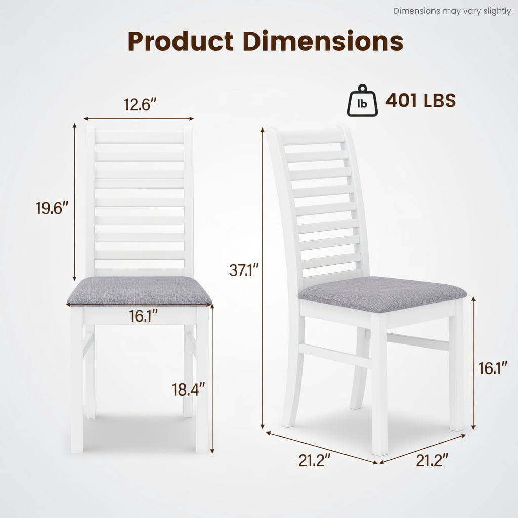 2-Pack Modern Wooden Dining Chairs with Rubberwood Legs & PU Leather Seat – Brown/Black and White/Gray Options, 400 lb Capacity, Ergonomic High-Back Design for Dining Room, Cafe, or Bistro