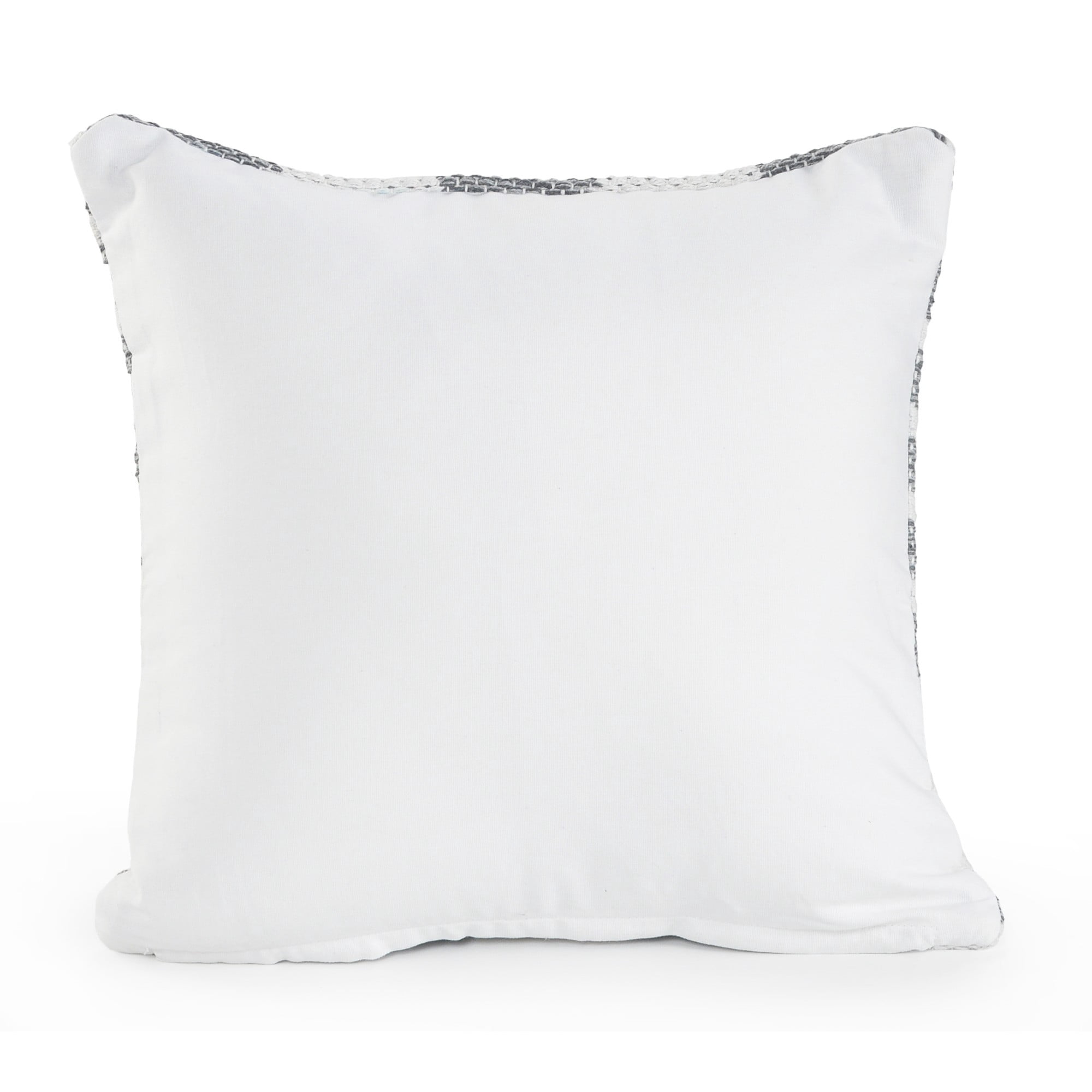 Laddha Home Designs Handwoven Striped Cotton Throw Pillow Cover - 18" - Gray and White
