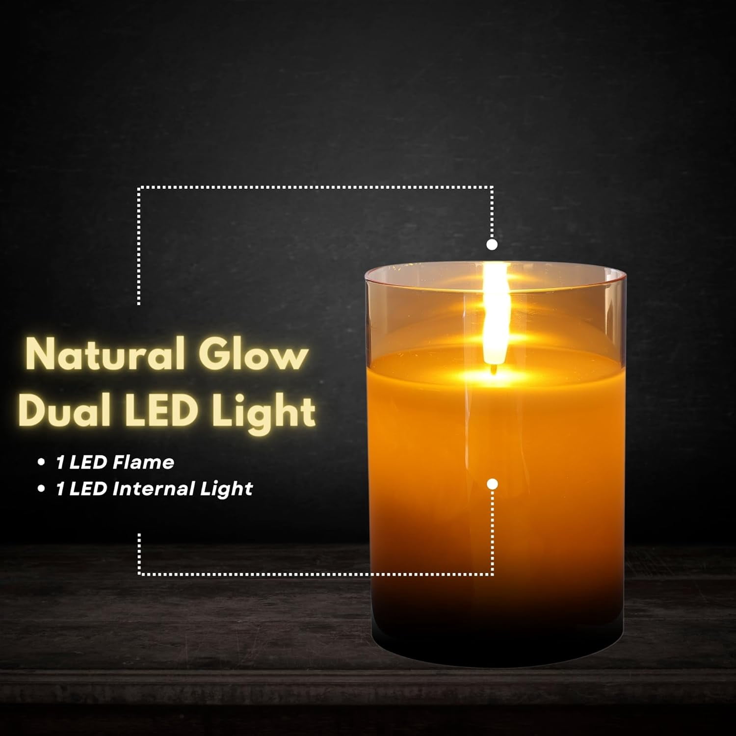 LumiPur Premium Design Series Glass Natural Glow Flameless LED Candle 6 Pack with Remote Control, 2 of Each 3.5" x 4” 5" 6", Gold
