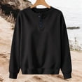 thumbnail image 3 of Women Sweatshirt Solid Color Leisure Sports Tops Autumn Winter Crewneck Tops With Button Long Sleeve Sweater Casual Shirts, 3 of 4