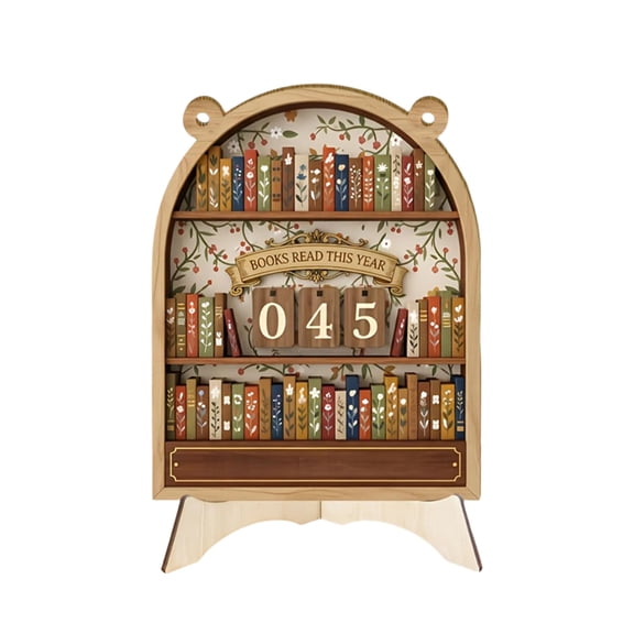 Bookworm Shelf Decor Wooden Book Tracker for Library Lovers