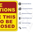 thumbnail image 2 of ADA CENTRAL SIGNS - Fire Regulations - Require This Door To Be Kept Closed Sign - ADA Compliant Digitally Printed Text Wall Sign - Emergency Evacuation, Safety Signs - Vinyl 3.5” x 5” Yellow and Red, 2 of 7
