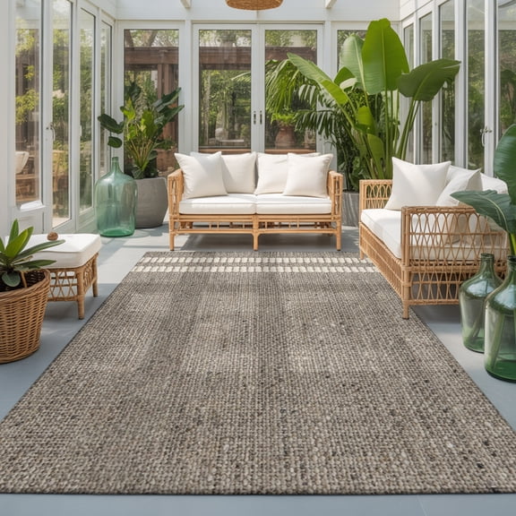 Flax Gray Washable Living Room Rugs 9'x12', Oatmeal Beige Woven Fabric Texture Rustic Farmhouse Washable Throw Large Area Rug Non-Slip Sturdy Edge Binding Carpet for Bedroom Dining Room Office