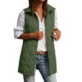 thumbnail image 3 of Women's Warm Mid-Length Puffer Vests,Full Zip Sleeveless Hooded Casual Layering Winter Outerwear Jacket with Side Pocket, 3 of 7