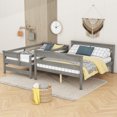 thumbnail image 3 of Euroco Wood Twin over Full Size Bunk Bed, 2-in-1 Bed for Kids, Divided 2 Single Platform Beds, Gray, 3 of 14