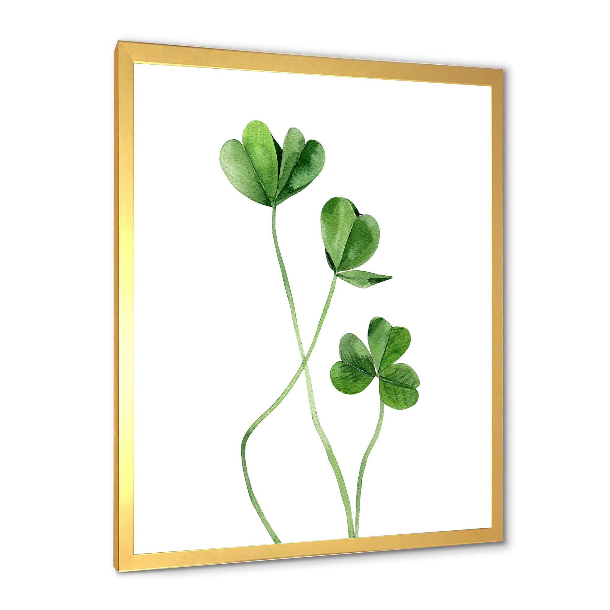 Designart 'Field Green Plant Detail Clover' Farmhouse Framed Art Print