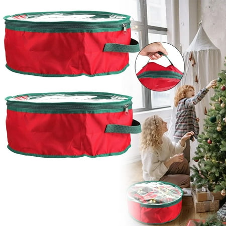 

Niaviben 2 Packs - Face & Storage Bags 2pcs Christmas Flower Storage Bag Festival Flower Rings Container Storage Bag Stacking Storage Box Christmas Tree Storage Flower Ring Storage Handbags For Garlan