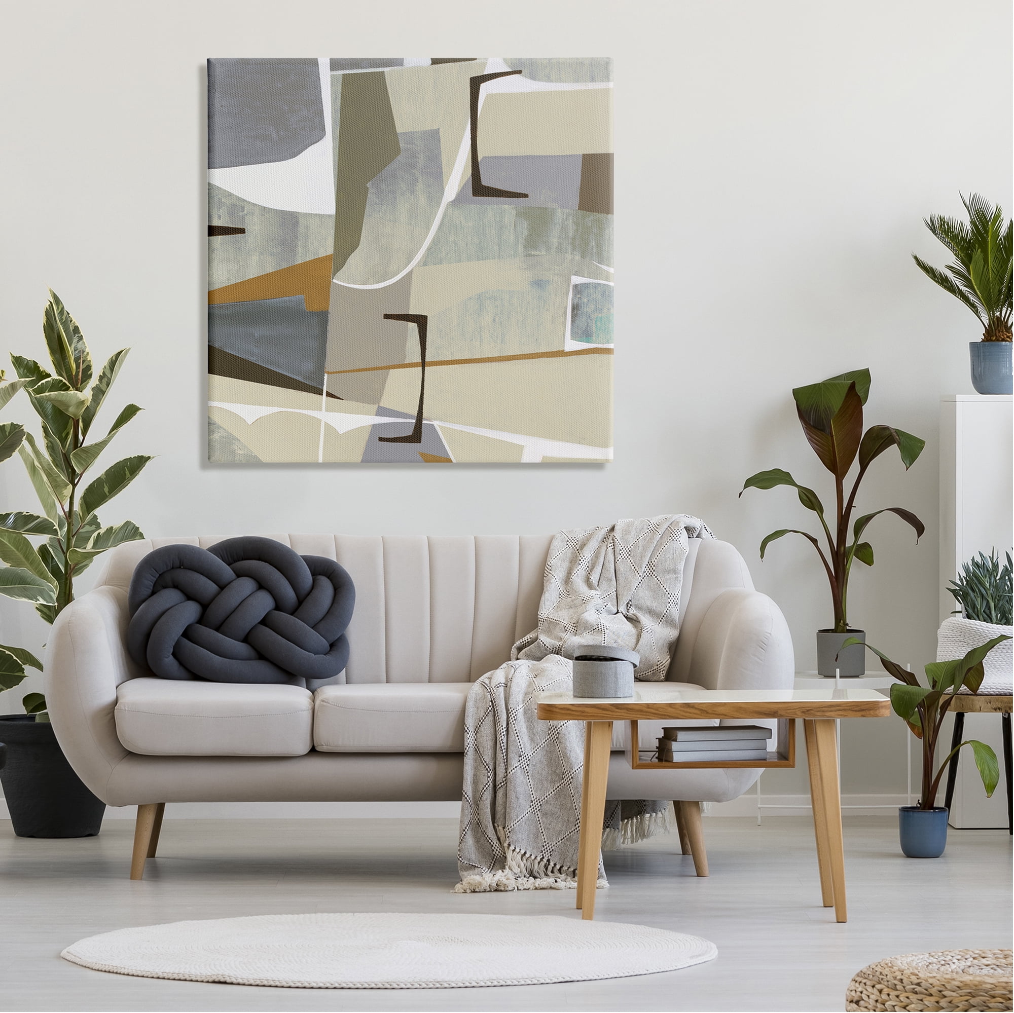 Stupell Industries Retro Geometric Composition Abstract Painting Gallery Wrapped Canvas Print Wall Art, 36 x 36
