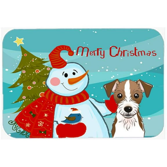 Caroline's Treasures Snowman with Jack Russell Terrier Glass Cutting Board Large