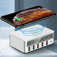 thumbnail image 1 of 6-Port USB Smart Charger Source Adapter QC3.0 Universal Wireless Charger with Screen Digital Display White UK plug, 1 of 5