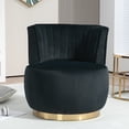 thumbnail image 2 of Tcbosik 360 Degree Swivel Accent Chair, Velvet Fabric Barrel Chair, Upholstered Barrel Chair for Home Office, Living Room, Bedroom, Black, 2 of 11