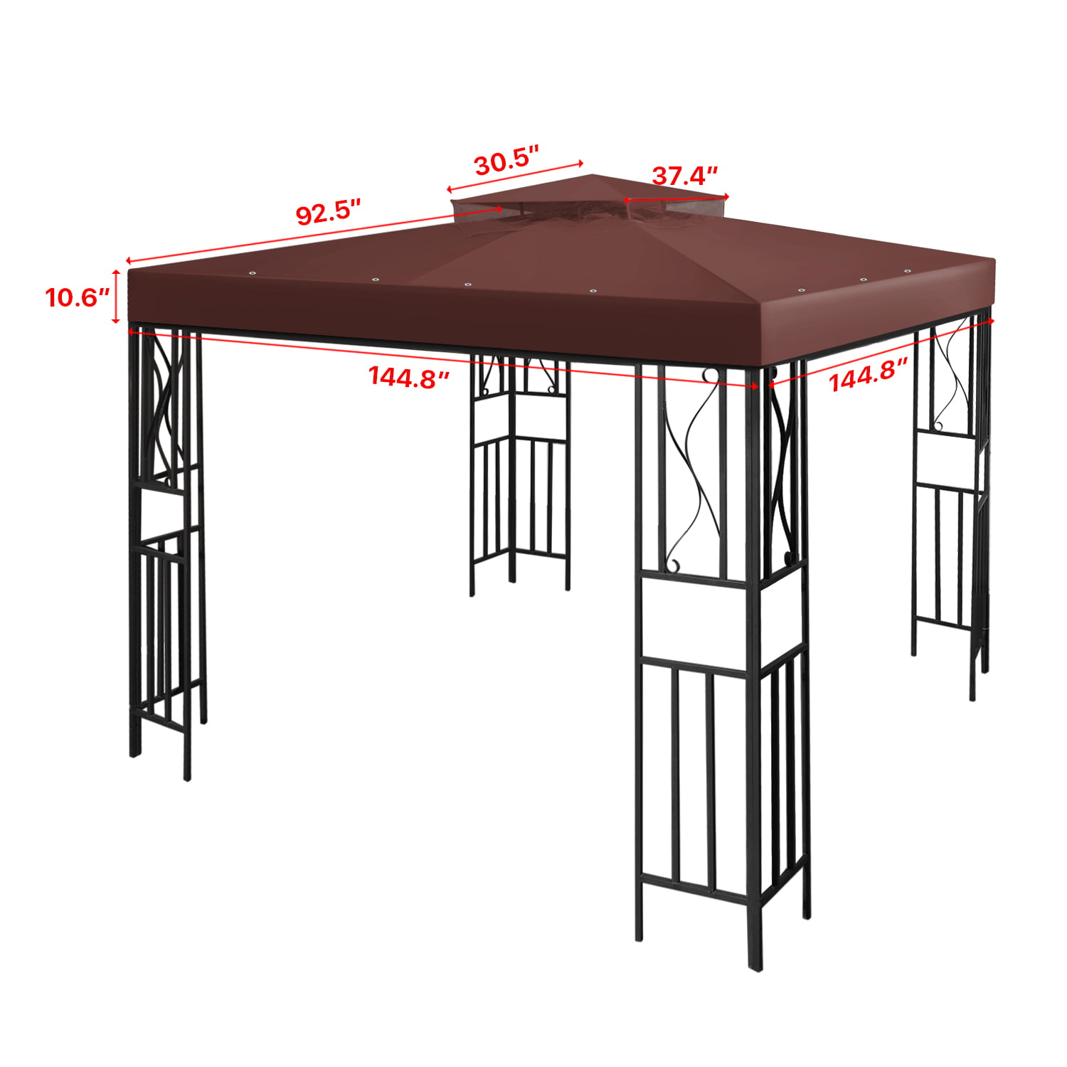 12 X 12 Gazebo Canopy Top Replacement Cover Brown Dual Tier Up