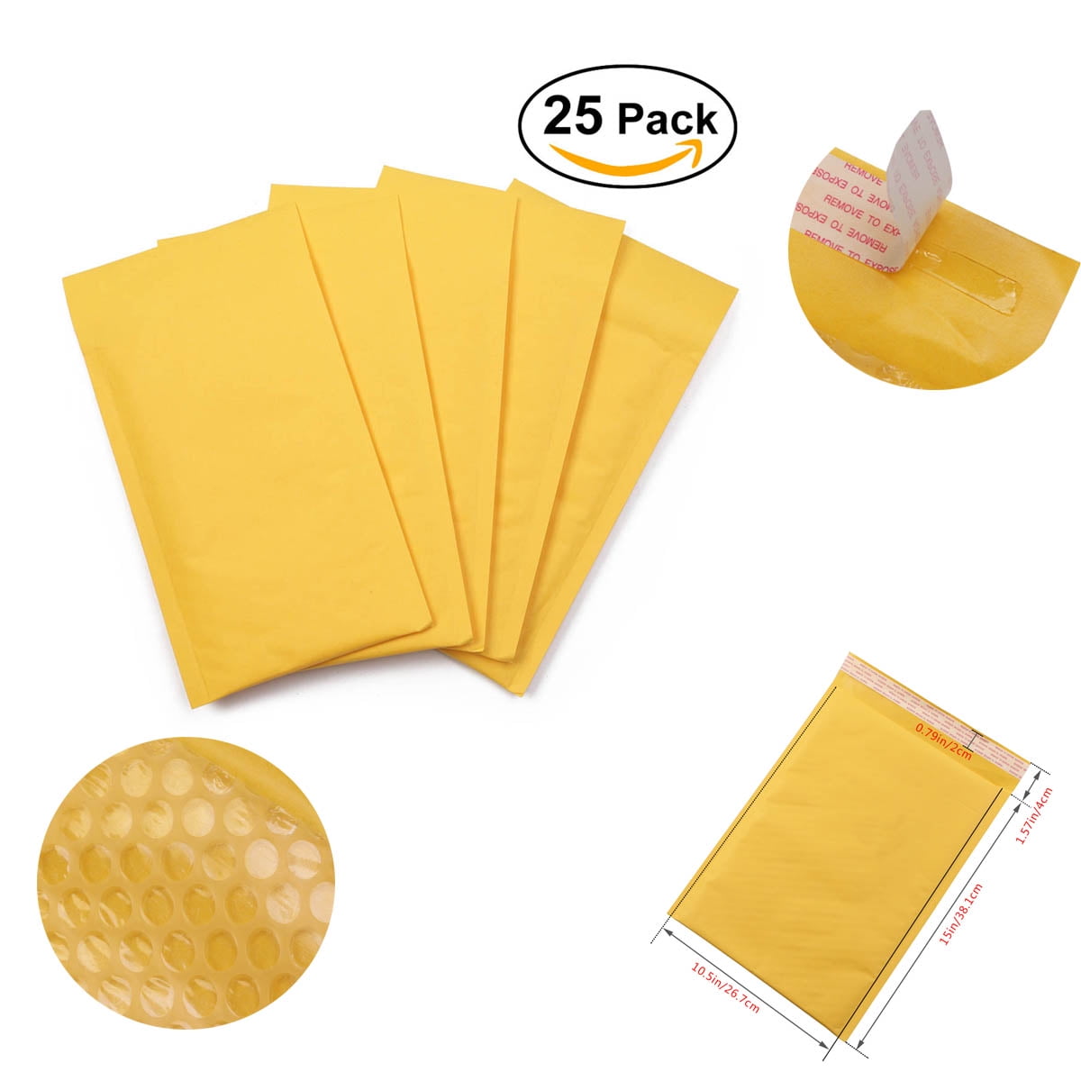 25pcs Kraft Bubble Mailers Small Padded Envelopes Usable 10.5 x 15