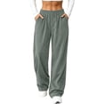 thumbnail image 2 of Zynoxe Womens Corduroy Pants Fall Warm Comfortable Elastic Waist Wide Leg Pants Casual Straight Relaxed Plus Size Sweatpants with Pockets Gray M, 2 of 7