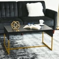 thumbnail image 3 of Household Essentials Wrap Rectangular Coffee Table Black Oak Wood Grain and Black Metal, 3 of 8
