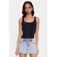 thumbnail image 2 of Women's Ditsy Floral Print Henley Tank Top, 2 of 4