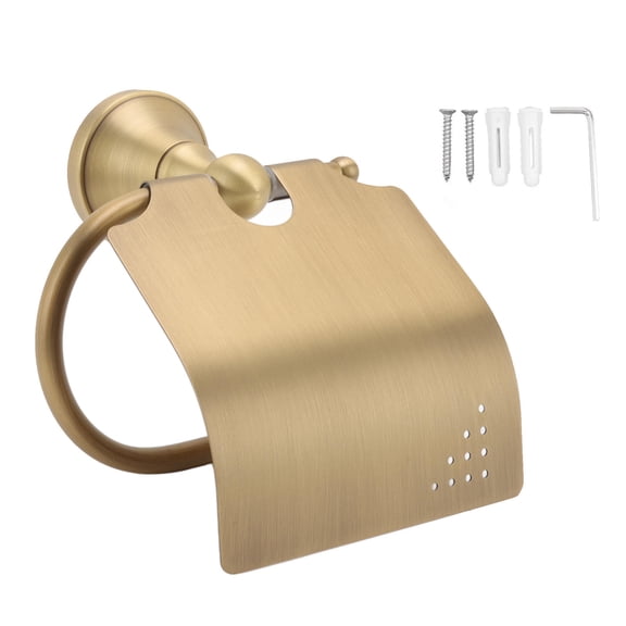 BIMZUC Vintage Brass & Stainless Steel Toilet Paper & Towel Holder – Retro Wall‑Mounted Bathroom Accessory