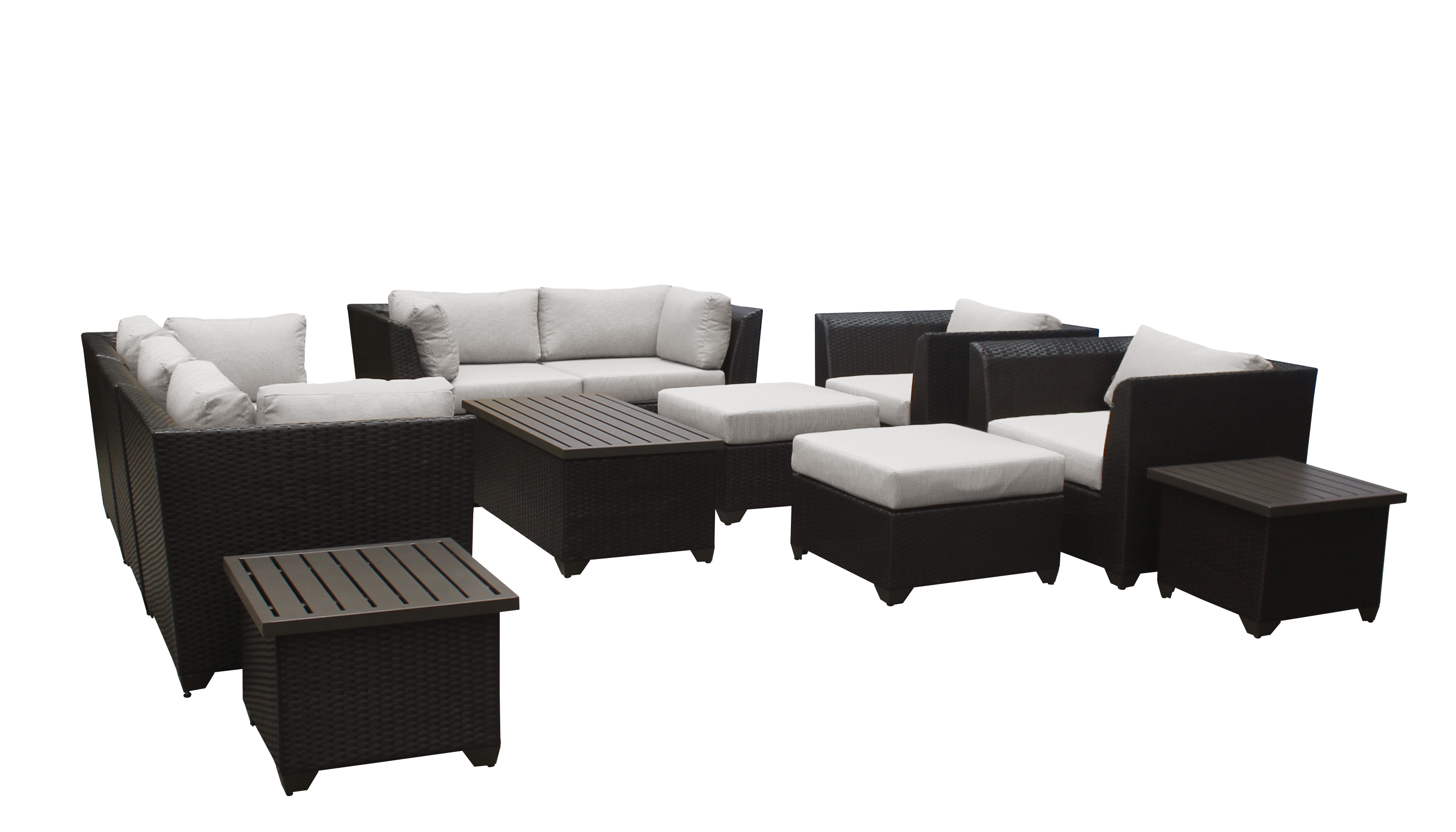 TK Classics Barbados 12 Piece Wicker Outdoor Sectional Seating Group with Storage Coffee Table and End Tables, Ash - image 3 of 11