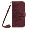 thumbnail image 2 of For Google Pixel 10 / Pixel 10 Pro 6.3" Sunflower  Embossed Strong Magnetic Attachment/Closure, Card Slots/Pocket, PU Leather Flip Wallet Case With Adjustable Shoulder Strap,Wine red, 2 of 10