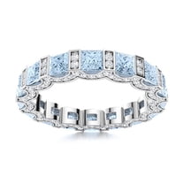 Mooneye Rich Feel Ring 0.75 Ctw Square Cut Aquamarine Women Valentines Day Gifts 925 Sterling Silver