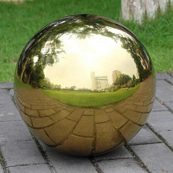 Golden Stainless Steel Gazing Balls, Mirror Balls Sphere Hollow for Outdoor Garden - 138mm