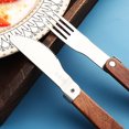 thumbnail image 1 of Juego de cuchillo, tenedor y cuchara de acero inoxidable 304, portátil, plegable y almacenable, con mango de madera., 1 of 7
