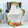 thumbnail image 4 of Hummingbirds Soft Flannel Fleece Throw Blanket, Tropical Flowers and Leaves Natural Foliage Vibrant Color Exotic Rainforest, Cozy Plush for Indoor and Outdoor Use, 50" x 60", Multicolor, by Ambesonne, 4 of 5