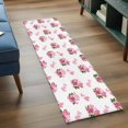 thumbnail image 3 of Runner Rug 2'x6', Pink Roses Washable Non-Slip Hallway Runner Rugs, Valentine's Day Flowers Love White Romantic Bedside Rugs Floor Mats Carpet Runners for Kitchen Bathroom Laundry Room, 3 of 8