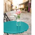 thumbnail image 4 of Fitted Round Tablecloths Table Covers 45-54in,Minimalism Solid Color Modern Art Waterproof Elastic Edged Table Cloth for Kitchen Dining Holiday Party Tables Decor,Pure Teal Aquamarine Green, 4 of 6