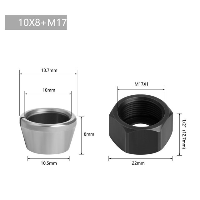 Bgsha M17 6/6.35/8mm Collet Chuck Adapter With Nut Engraving Trimming Machine Router