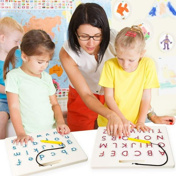 Tableau de traçage de l'alphabet magnétique, tableau de lettres magnétique  ABC, planche à dessin magnétique pour tablette, jouets d'apprentissage  préscolaire pour enfants 