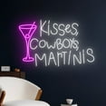 thumbnail image 2 of Handmadetneonsign Kisses Cowboys Martinis Led Sign, Martini Neon Light, Martini Cocktail Neon Sign, 2 of 5
