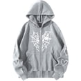 thumbnail image 3 of Sudadera con capucha gótica con estampado de telaraña en forma de corazón, chaqueta Punk con cremallera, abrigo, ropa de calle holgada de gran tamaño Harajuku, 3 of 5